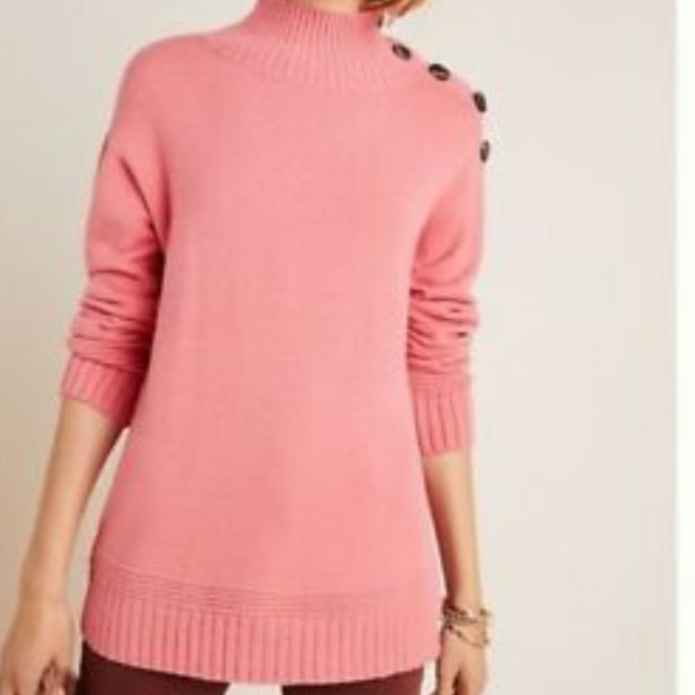 NWT Anthropologie Crewneck Button Shoulder Sweater Medium